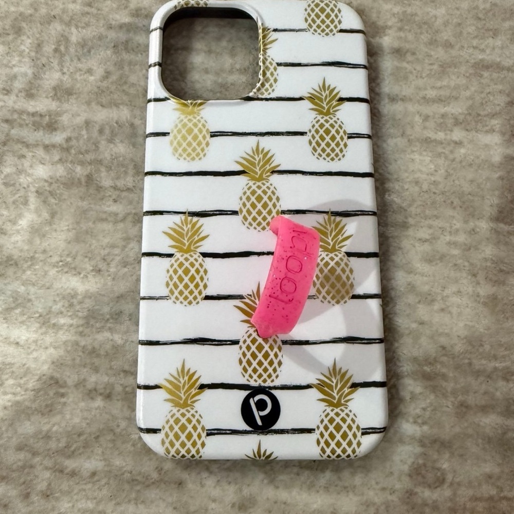 Loopy Patterned Phone Case with Gold Pineapples